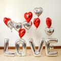 10 Pcs Red Silver Heart Balloons for Wedding Decoration, 18 inch size Premium Quality, Wedding Anniversary, Bridal Shower, Birthday, Baby Shower Party Decorations. 