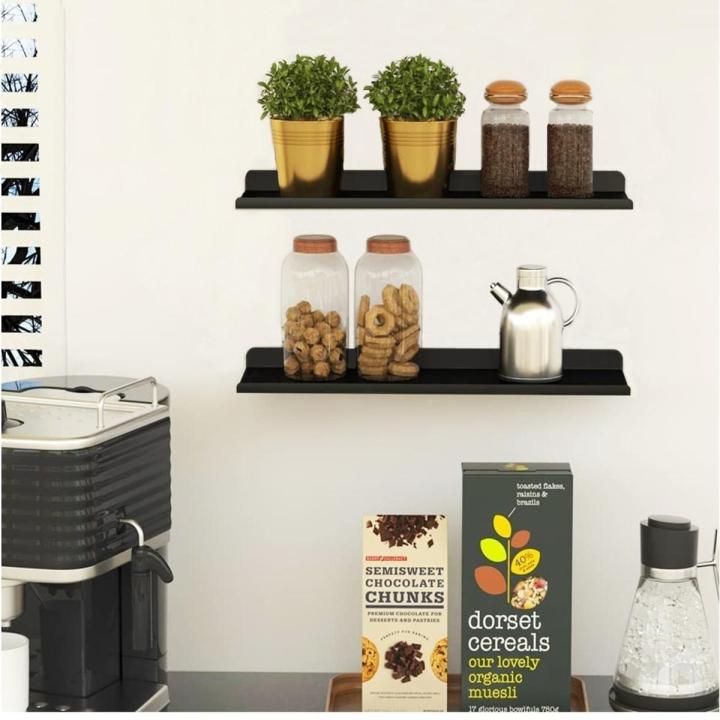 Pack of 2 Wall Mount Floating Kitchen Accessories Storage Shelf Rack Organiser