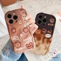 Wavy Curved Edge Case For Realme C55 C25 C11 C12 C17 5 5i 7i 6i 5s C21Y C35 C25Y C31 C20A C20 C25s C15 C30 C21 C33 C3 Cute Cartoon Bear Gradient Coffee Donuts Soft Case. 