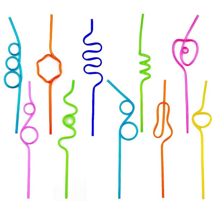 Crazy Loop Straws, (Pack of 50) Crazy Silly Colorful Reusable Drinking Straws Mega Pack BPA and PFOA Free