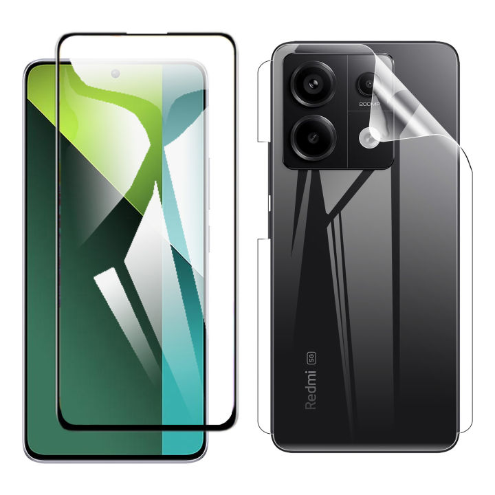 Xiaomi Redmi Note 13 Pro Glass Protector 5D-10D-11D-21D-9D Glass Full Coverage + Back Clear Jelly Protector Soft Film Protection Hydrogel Film Back Protector For Redmi Note 13 Pro