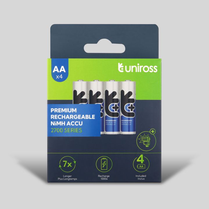 Uniross Ni-MH Rechargeable AA Battery 2700mAh (Pack of 4)