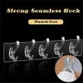 Transparent 6 Hooks Hanger Self Adhesive Clothes Hanger Wall Mounted Hanger Bathroom Accessories Hanger Sticky Wall Hooks Sticking Clips Waterproof Hanging Hook Patti Strong Hanger For Kitchen & Bathroom. 