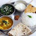 Indian Thali Steel Dinner Set/Thali Set of 1 Plate, 1 Plate, 3 Bowls. 