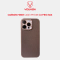 YOUKSH iPhone 16 Pro Max Carbon Fiber  Case - iPhone 16 Pro Max Carbon Fiber Magsafe  Charging  Cover - iPhone 16 Pro Max Matte Hard  Carbon Pouch - iPhone 16 Pro Max  Side Soft Silicon and With Mag Safe Charging Cover.. 