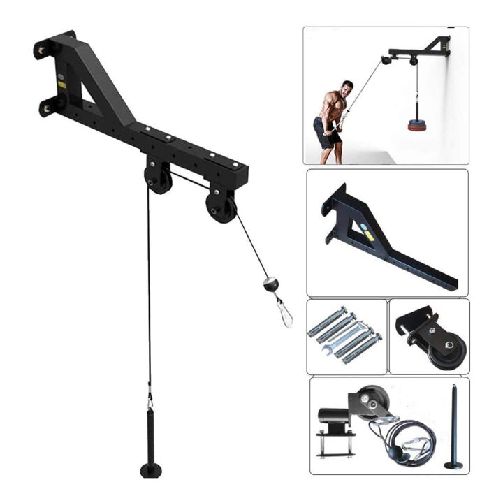 Double side pulley Wrist Trainer, Triceps Workout Machine Wall-Mounted Cable Pulley System for LAT Pull Downs, Triceps Pull Downs, Forearm Home Gym