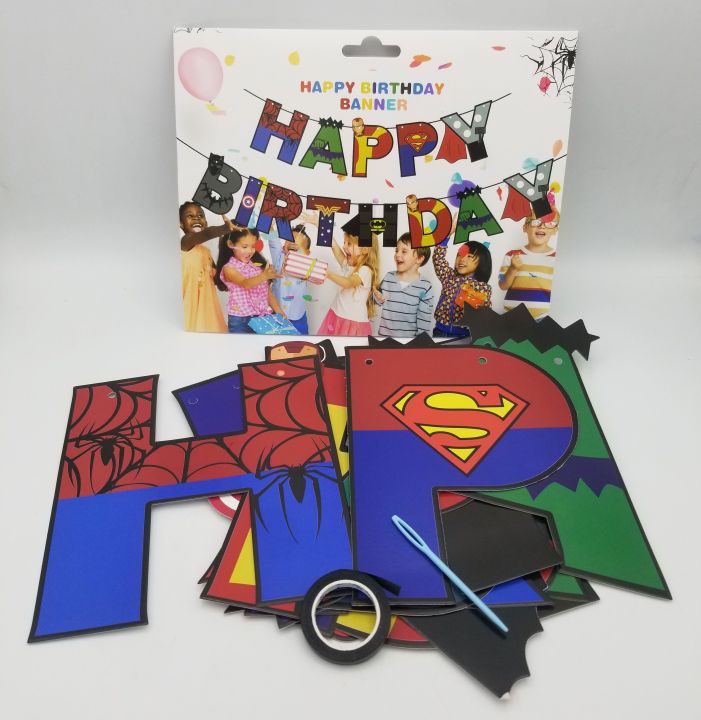AVENGERS THEME HAPPY BIRTHDAY WORD BANNER