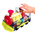 Transparent Electric Gear Train with Music Light Rotating Toy for Kids. 