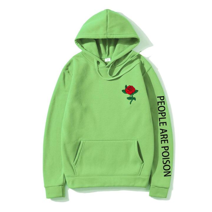 Harajuku Hoodie Men Fashion Red Rose Flower Sweatshirt with print Autumn Winter Streetwear Men Women Casual Pullover Hoody male