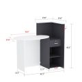 Reception Desk with Counter Drawers & Storage Shelves, Oval-Shaped Reception Counter Table for Salon Reception Room Checkout Office Entryway Welcome table Reception Desk(Customized). 
