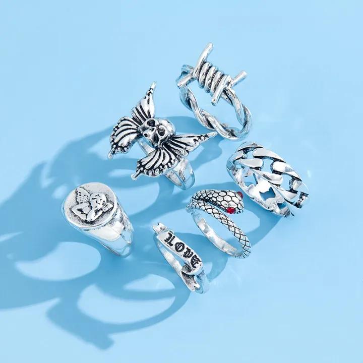 6Pcs/Set%20Punk%20Snake%20Twist%20Love%20Antique%20Silver%20Rings%20for%20Men%20Goth%20Skeleton%20Rings%20Set%20Hip%20Hop%20Emo%20Fashion%20Jewelry%20Anillos%20Hombre%20-%20Image%205