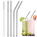 Sipper Bundle Pack of 5 Stainless Steel Reusable Drinking Straws With Cleaning Brush Metal Straws. 