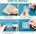 Wall Hooks Magic Transparent Sticker Self Adhesive Double Side Pack of 05 Pair (Male/Female). 