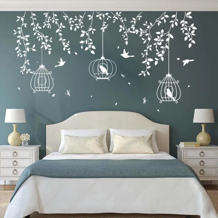 Tree%20Birdcage%20Leaves%20Wall%20Sticker%20Bedroom,%20Forest%20Nature%20-%20Image%204