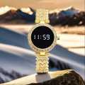 HOT DEAL NO 1 Full Diamond Touch Screen LED Watch Steel Chain with Diamonds Ladies Watches For Female Women Girl. 