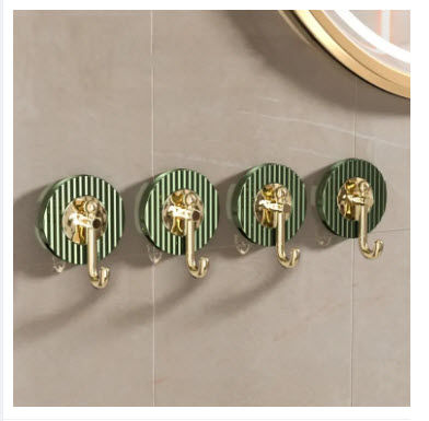 Set of 4 - Acrylic Wall Hooks, Luxury Wall Hooks Strong Self Adhesive Gold Hook, Bath Towel Hooks Wall Hooks Door Hanger Robe Clothes Hook Wall Mounted Hook Bathroom Coat Hook