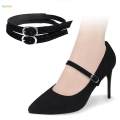 Shoe Strap Holder Anti Slip Belts Adjustable Detachable for Women Lady Shoe Accessories , suede black. 