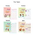 REFLECTIONZ TRADERS- SANK Montessori Reusable Magic Book 4 Magic Books + 1 Magic Pen + 10/5 Refills + 1 Grip Children's Calligraphy Copybook Magic Writing Calligraphy Handwriting Copybook Set for Copy Practice Gift | Practice book for kids. 