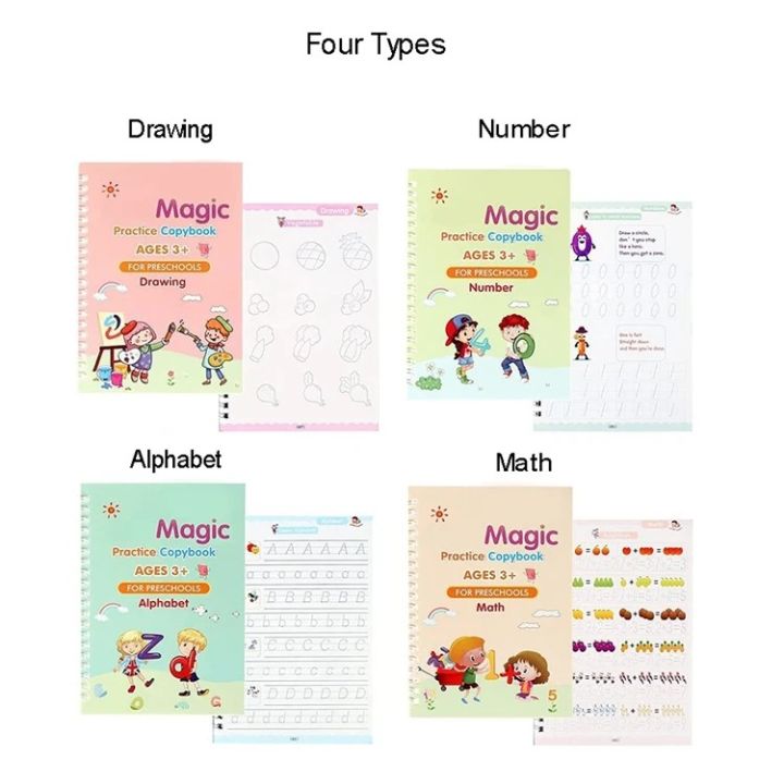 REFLECTIONZ%20TRADERS-%20SANK%20Montessori%20Reusable%20Magic%20Book%204%20Magic%20Books%20+%201%20Magic%20Pen%20+%2010/5%20Refills%20+%201%20Grip%20Children's%20Calligraphy%20Copybook%20Magic%20Writing%20Calligraphy%20Handwriting%20Copybook%20Set%20for%20Copy%20Practice%20Gift%20%7C%20Practice%20book%20for%20kids%20-%20Image%207