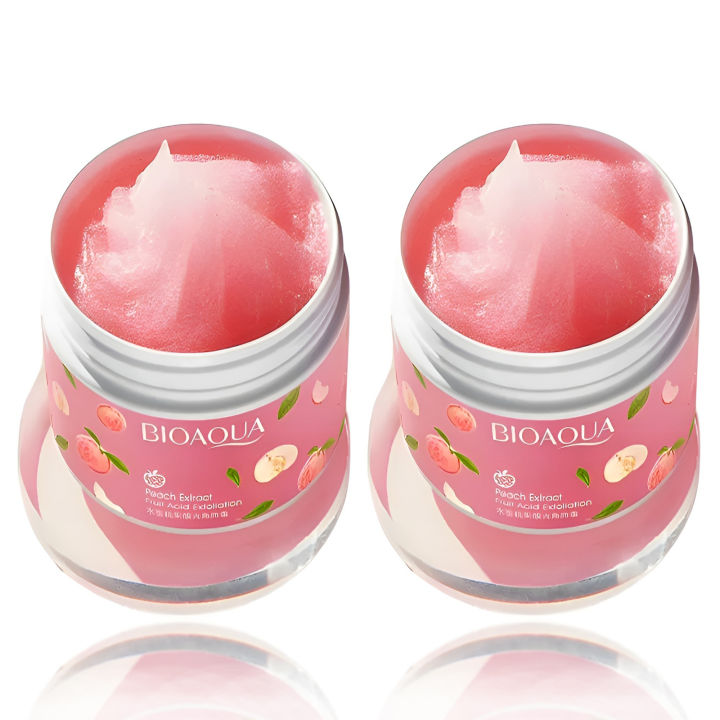 Pack of 2 BIOAQUA Peach Exfoliating Whitening Brightening Facial Scrub Gel Moisturizer with Peach Extract, Fruit Acid Exfoliating Peeling Cream Gel 280g