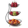 Alloy Steel 3 Tier Steel Fruit and Vegetable Basket for Kitchen, Dining Table - Fruit Bowl, Counter Top Rack (Black). 