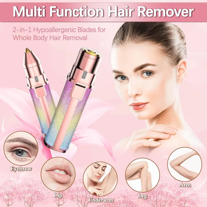 2-In-1 Rechargeable Eyebrow Trimmer And Facial Hair Remover Trimmer For Women