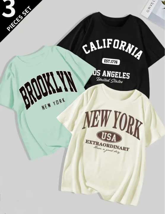Set Of 3 Unisex T-shirts Men & Women Soft Comfortable Cotton Jersey Fabric Best Of Summer Wear At The Best Market Price Random Color