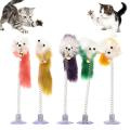 NYT Pet Cat Kitten Sucker Spring Feather Mouse Shape Playing Toy. 