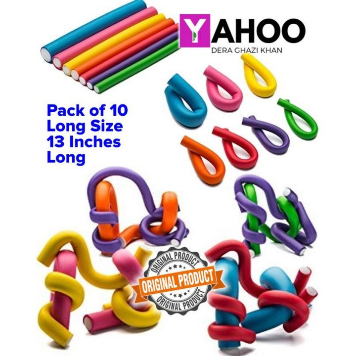 10 X Flexible Curling Long Length - 13 Inches Rolling Prem Rods No Heat Lightweight Rollers, Twist and Flex Hair Curlers For All Hair Types