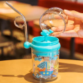 Kids Dolphin Top Waterfall Water Bottle| With Straw Cartoon Kids Water Spray Cup Sippy Cups Learner Cup Whale Baby Feeding with Straw Outdoor| Portable Leak Proof Straw Water Bottle (Mix/Random Color). 
