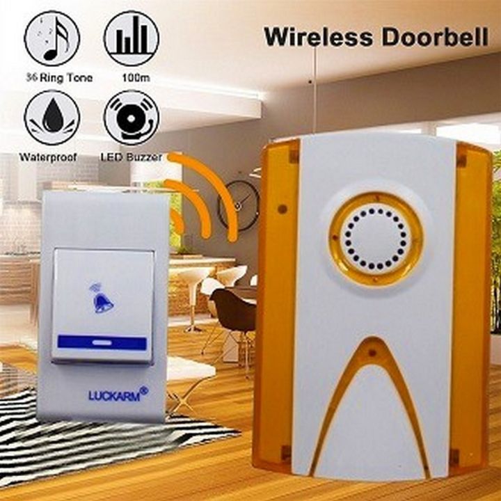 Wireless Button Bell Luckarm Intelligent Doorbell Remote Control 100m Wireless Bell 32 Piano Musical Doorbell Office Alarm