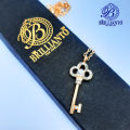 2 Pcs Crystal Lock and Key Necklace Pendant for Girls Golden Shiny Stylish Long lock Chain For Girls lock locket. 
