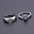 Exquisite Women Sier Color Waterdrop Metal Inlaid White Round Zicron Stones Ring Set Wedding Engagement Rings Jewelry. 