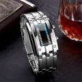 Fashion Men Stainless Steel Blue Binary Luminous LED Electronic Watch Displays Fashion Women Led Watche. 