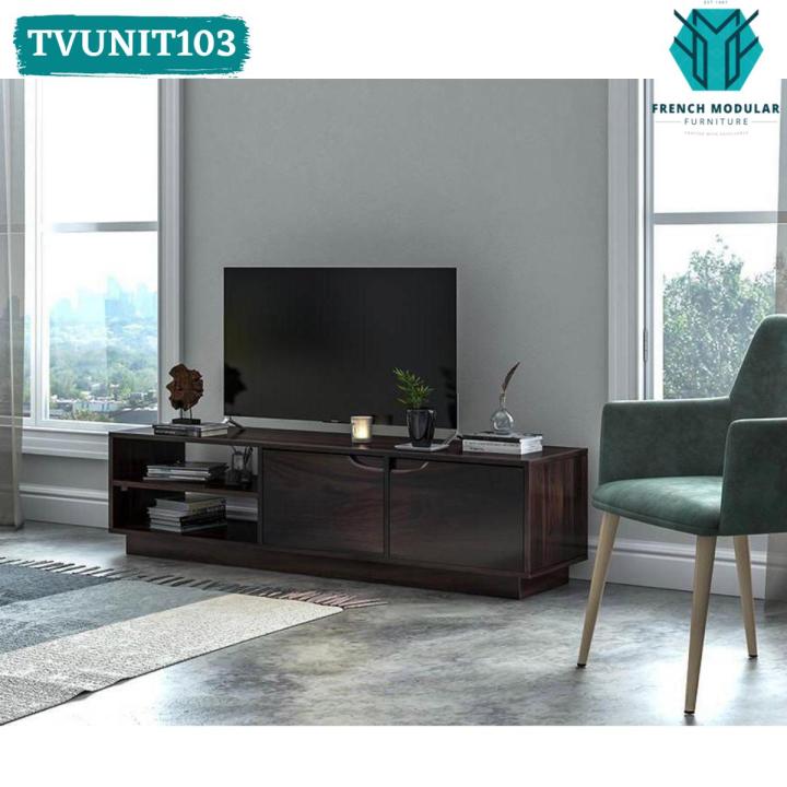 TVUNIT103 - Oak Wood Antique Brown Polish Finish TV Console Entertainment Unit Living Room TV Bedroom Furniture Desk