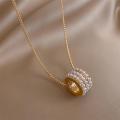 Korean Style Pearl Stone Cylinder Pendant Long For Woman Sweater Jewelry Party Girl Elegant Sweater Chain. 