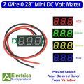 2 Wires 0.28 inch Voltmeter DC 4.5-30V Mini LED Red Blue Green Yellow Display Digital Panel Voltage Meter Detector Monitor by Electrica. 