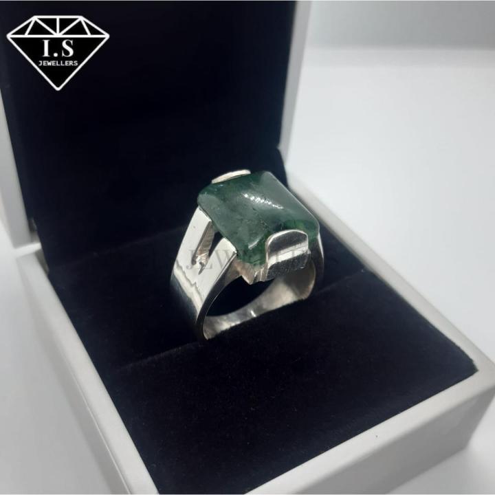 Natural Emerald Ring 925 Sterling Silver Handmade Zamrud Stone Ring Zambian Emerald Panna Ring