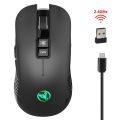 HXSJ T30 Black Wireless Gaming Mouse 3600 DPI Adjustable 7-Color Light Gaming Backlight Rechargeable Mouse With TYPE-C Adapter. 