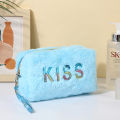 Cross border fashion plush makeup bag portable cute korean style travel toiletry bag hand-held cosmetics storage bag wholesale. 