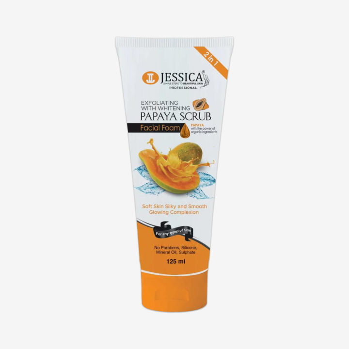 Jessica Exfoliating with Whitening Papaya Scrub Facial Foam – 125ml