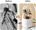 360° Rotating Makeup Brush Storage Box Portable Multifunction Dust-proof Desktop Organizer Lipstick Shadow Brush Cosmetic Holder, Rotating Makeup Organizer And Cosmetics Storage. 