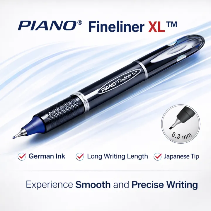 PIANO%20Fineliner%20XL%200.3mm%20Precision%20Pen%20%E2%80%93%20Smooth%20German%20Ink,%20Japanese%20Tip%20-%20Pack%20of%201%20-%20Image%202