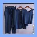 Woman Simple 3pec Loungewear sleeping night Suit for Girls. 