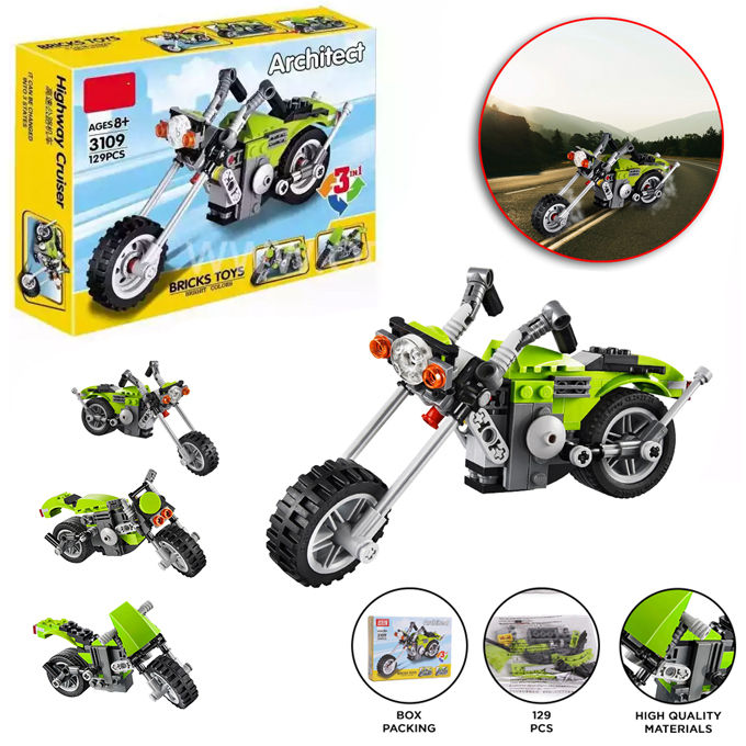 3 in 1 Architect Series Highway Cruiser Building Block Toy Set Educational DIY Toys for Kids 129 Brick Pieces 3109 3 Models Daraz.pk