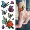 1pcs 3D Butterfly Tattoos Stickers Rose Flower Girls Women Body Art Water Transfer Temporary Tattoo Sticker Arm Wrist Tatoo. 