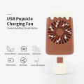 Cute Ice Popsicle Mini Hand Fan 2 Speeds Rechargeable. 