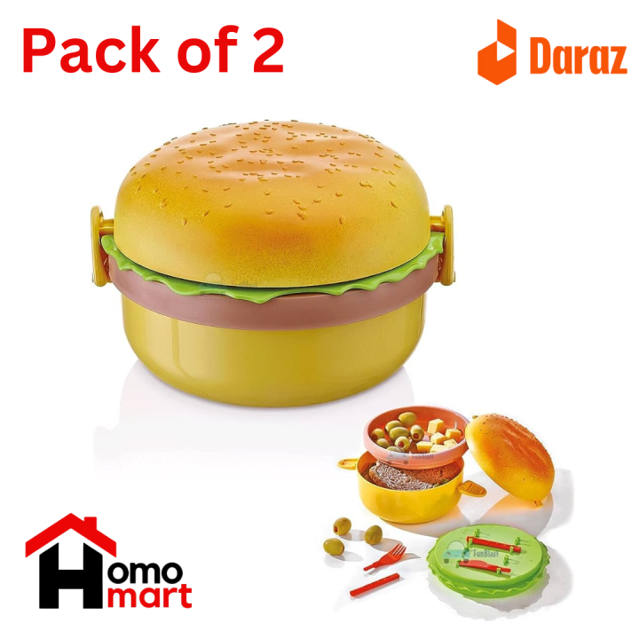 Pack%20of%2002%20Lunch%20Box%20Kids%20Tiffin%20Box%20For%20School%20Burger%20Shaped%20Meal-it%20Box%20Large%20Lunch%20Box%20with%20portions/Compartmentsk%20of%2002%20-%20Image%202