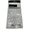 WHITE TABLE COVER WITH SILVER STARS ( 72 INCH X 54 INCH ). 