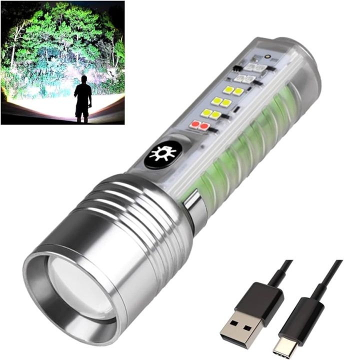Shell Gas Flashlight Multifunctional Zoomable Flashlight Torches LED Super Bright ...